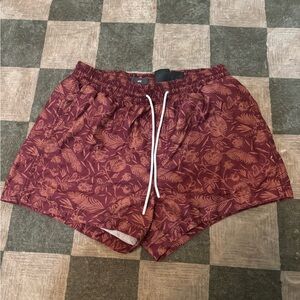 Floral Burgundy Men’s Swim Trunks